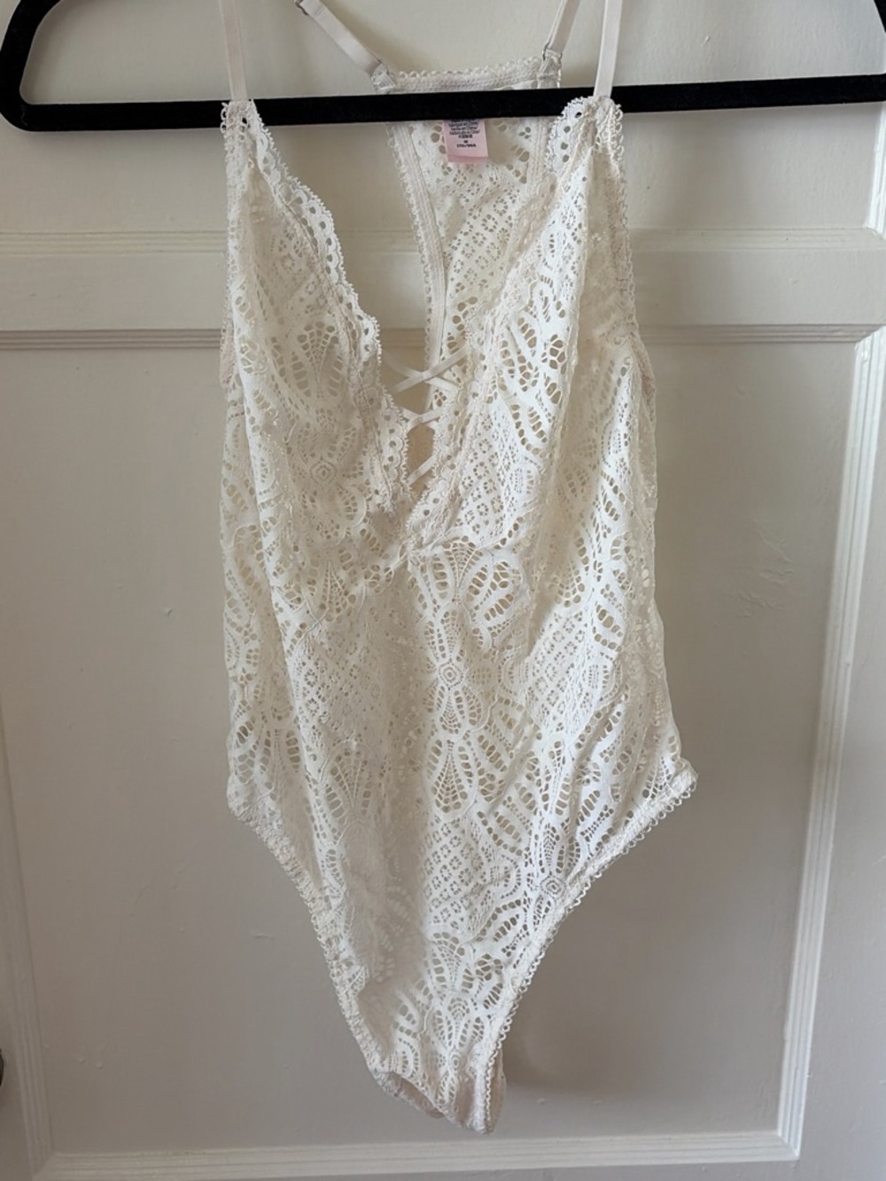 Victoria's Secret Cream Lace One-Piece Bodysuit